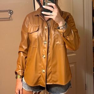 Faux Pleather Jacket Tan